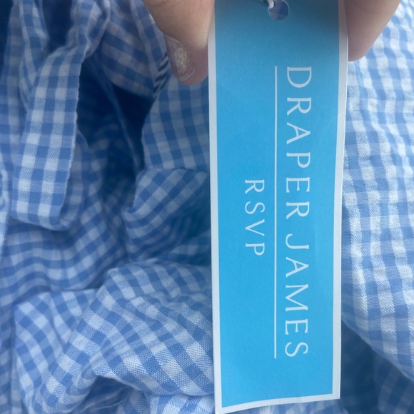 Draper James Rsvp Puff Sleeve Blue White Gingham Midi Dress Size 1x NWT - Picture 6 of 9